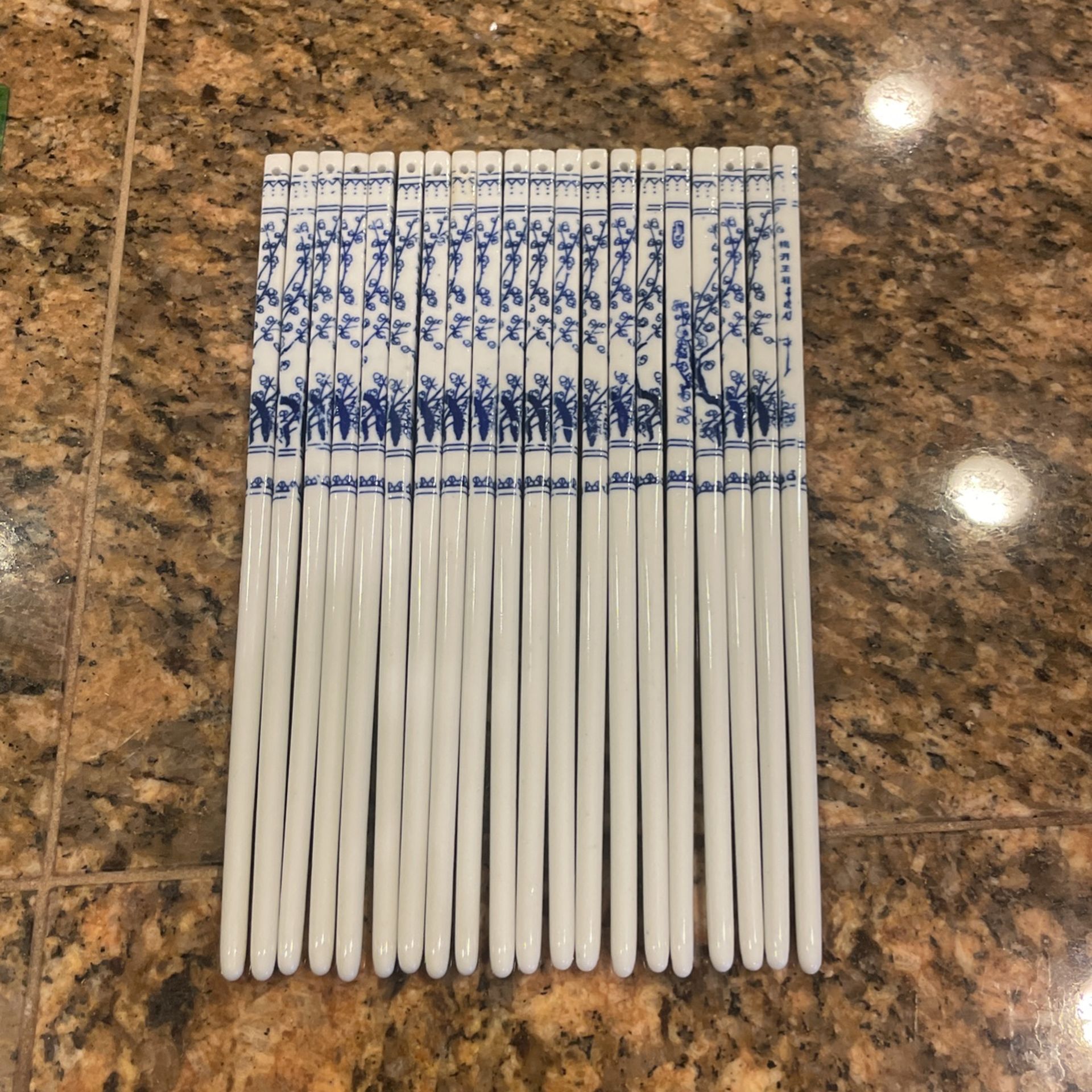 10 Pairs Blue Ceramic Chopsticks 