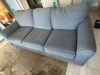 Comfortable Charcoal Gray/Blue 3 Seat Sofa, Excellent Condition
