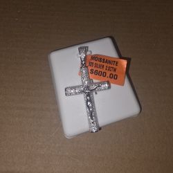 Moissanite Silver Cross Pendant 