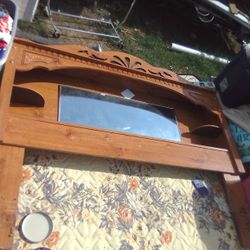 Queensized Bedframe And Headboard With Mirror