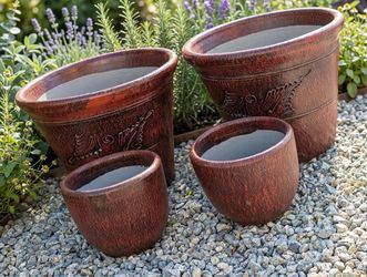 $100 set of 4 red Mexican clay planters