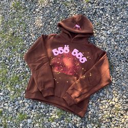 Brown Sp5der Angel Number Hoodie Size Small