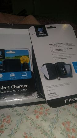 NEW Combo Three in one charger and a 7 inch hard case for any device with micro or mini charger combo deal