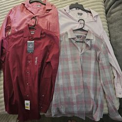Van Heusen Men's Dress Shirts 2 Regular Fit And 2 Slim Fit Mediums 