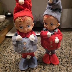 vintage "knee-hugger" elf figurines 1950s