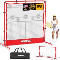 SwingIt Pickleball Practice Rebounder Net 6FT Mini Pickle Ball Net Portable for Outdoor Driveway Backyard and Indoor Garage 2in1 Training Equipment