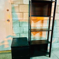 Modern Black Shelf & 2‑Drawer Storage Chest - Bundle or Individual - Home/Office