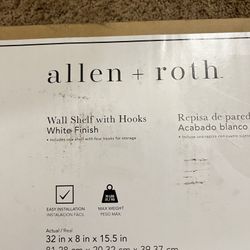 ALLEN+ROTH WALL SHELF W/HOOKS ASSEMBLED 