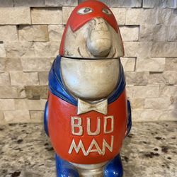 VINTAGE 1975 BUDWEISER  BUD MAN STEIN RARE SOILD HEAD CS1 CERAMARTE BRAZIL 7.5"