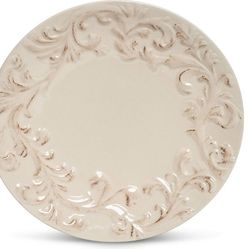 GG Collection 4 8.5" D Cream-Colored Acanthus Leaf Embossed Salad Plates