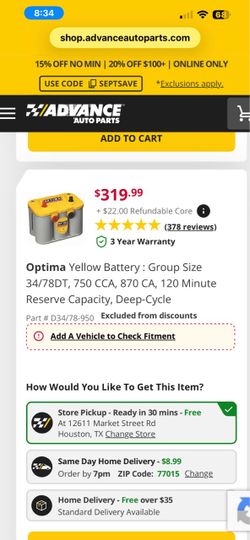 Yellow post optima battery