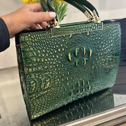 Gorgeous Green/metalic Patent  Leather Croc Purse- New W/o Box