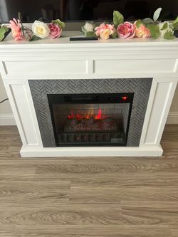 White Fireplace with Mosaic