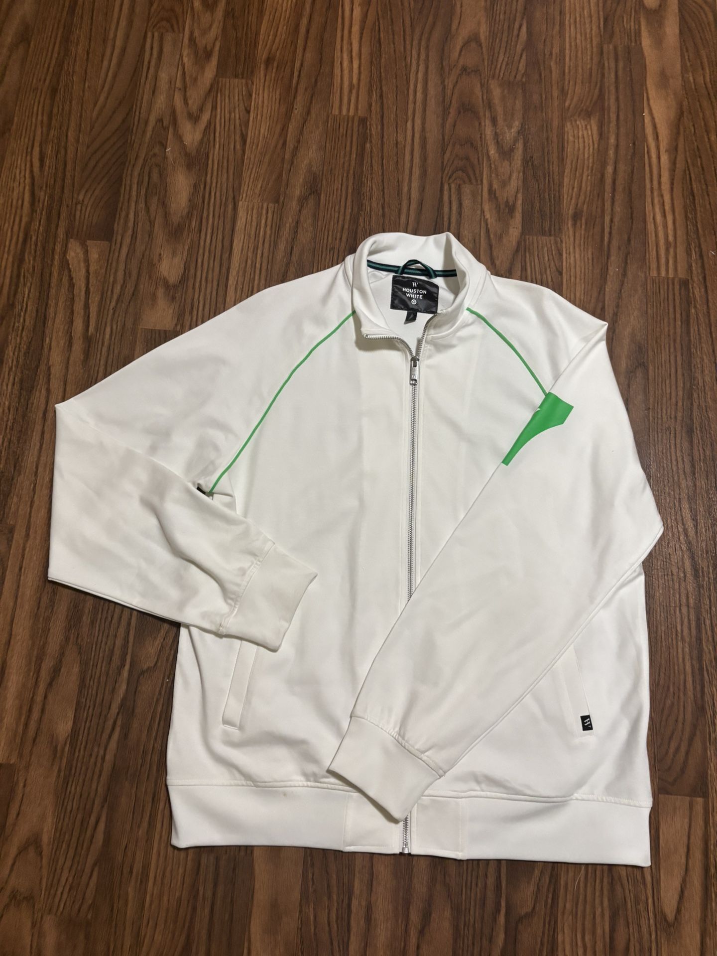 Houston White * Men’s Full Zip Lucky # 7 Tricot Piping Jacket * Large