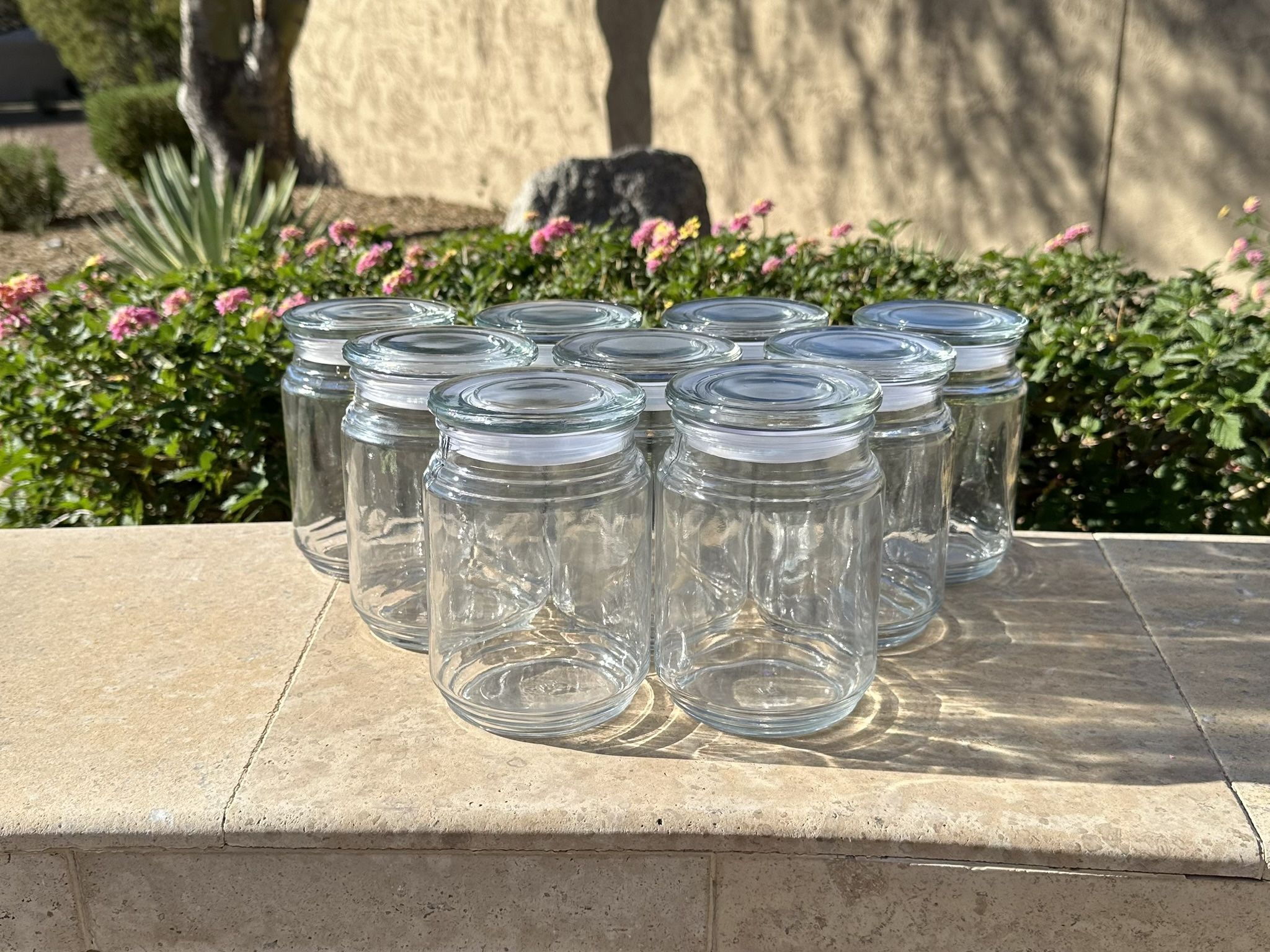 Glass Jars with Lids - Clear - Set of 9