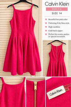 Calvin Klein Hot Pink Fit & Flare Dress Size 14