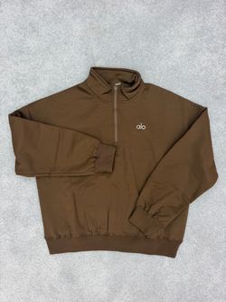 Alo Quarter-Zip Pullover Sweatshirt Brown