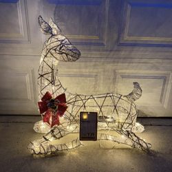 3 ft. Polar Wishes LED Lying Deer Holiday Yard Decoration