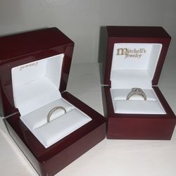 14 Karat White Gold Diamond Engagement Ring And Wedding Band