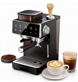 Brand new Espresso Machine with Grinder & Steam Milk Frother,Semi-Automatic Espresso Maker,Coffee Espresso Machine,Coffee Maker for Home-Cappuccino,La