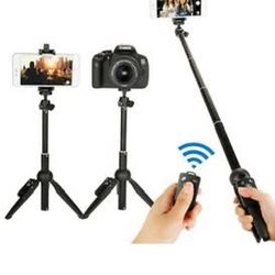 Tripod Selfie Stick Portable Bluetooth Handheld Pole Destk Top TikTok school online homework