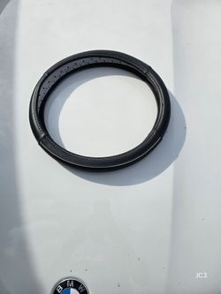 Black Leather Steering Wheel Cover