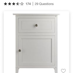 Eugene Nightstand - White - Winsome: Wood Composite Bedside Cabinet with Storage Drawer & Shelf