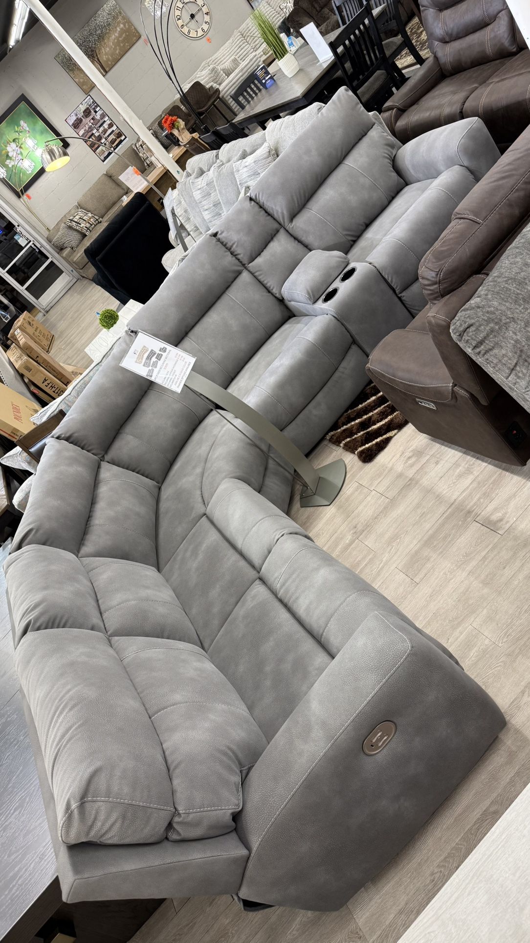 Available In Light Brown 6Pc Grey Power Reclining Sectional