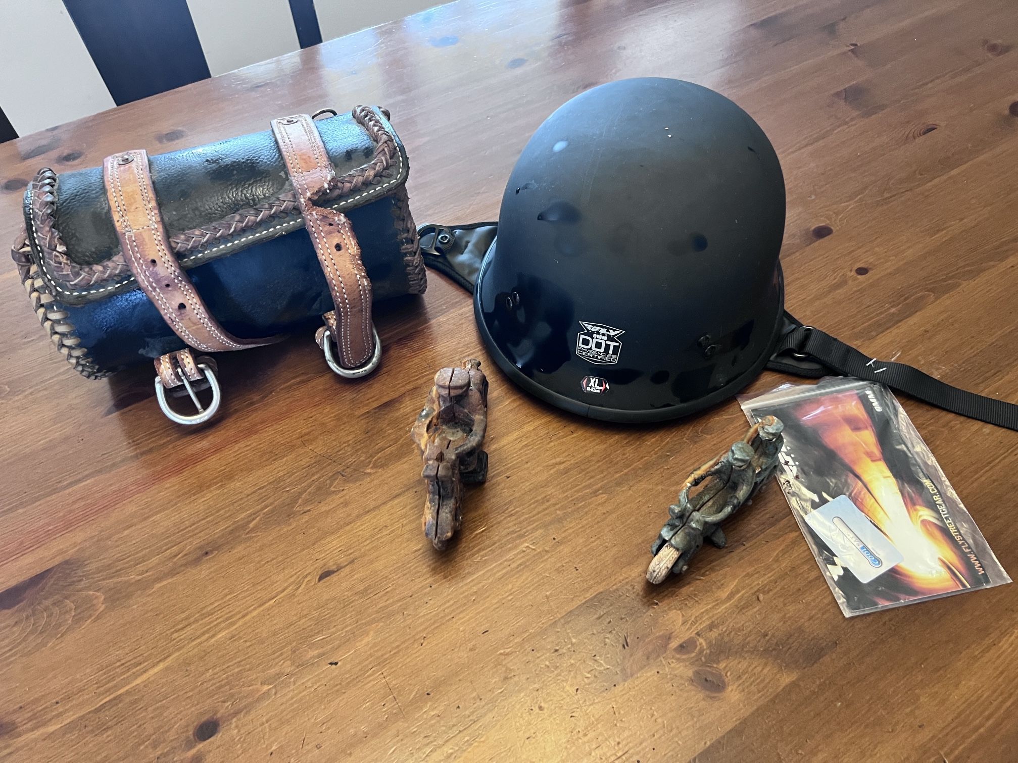 Motorcycle Helmet, Bundle Two Metal  Motorcycles And Pouch