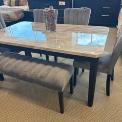 5PC Marble top dining table set