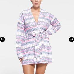 Skims Logo Plush Pointelle Robe