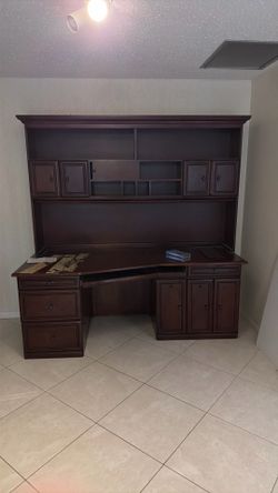 Large Sid wood desk and solid wood buffet with drawers