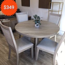 Beautiful! 5-pc Dining Table Set Light Gray 