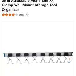 (2) Everbilt 36 in Adjustable Aluminum X-Clamp Wall Mount Storage Tool Organizer
