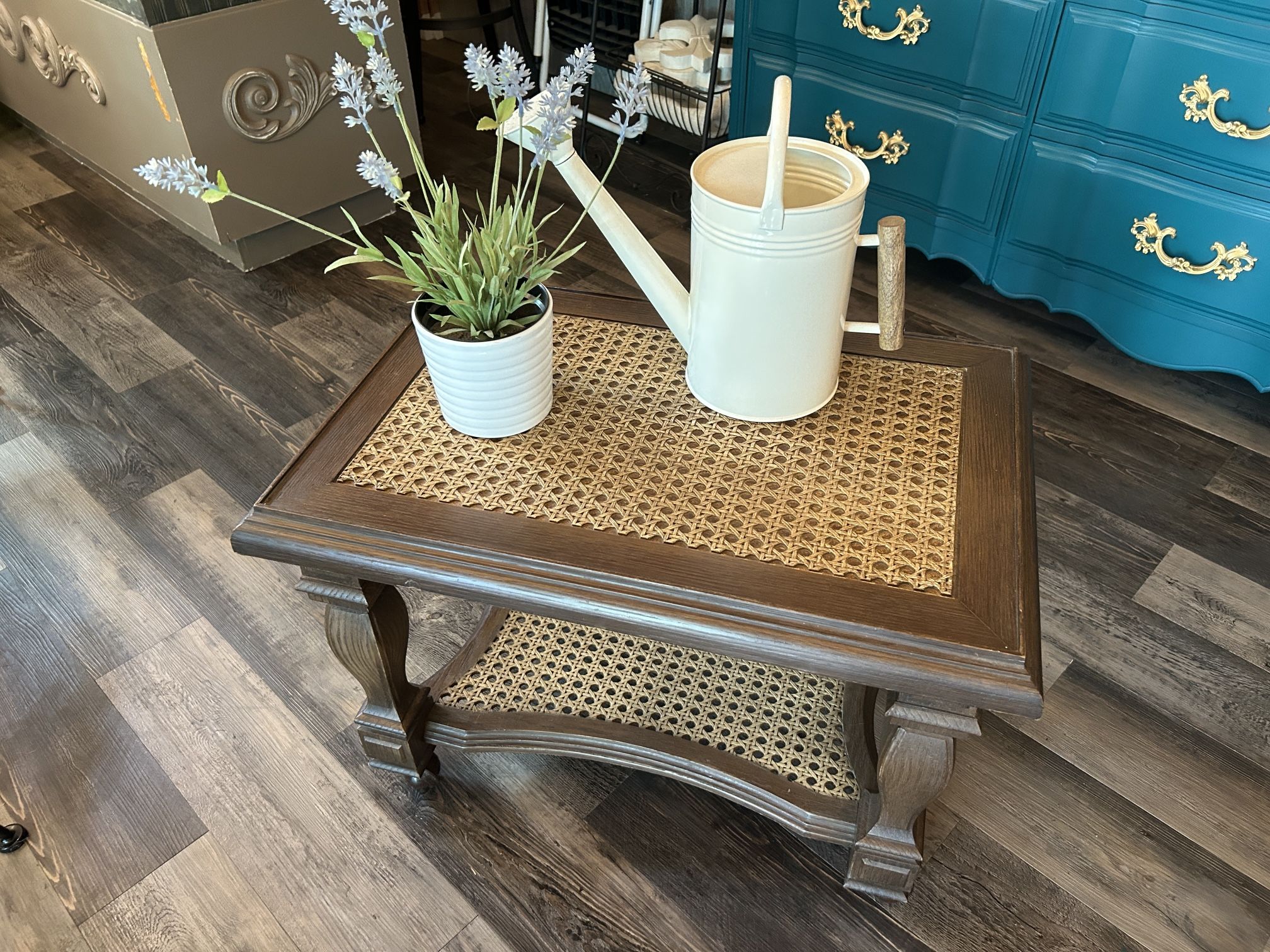 Vintage Resin Cane Design Table