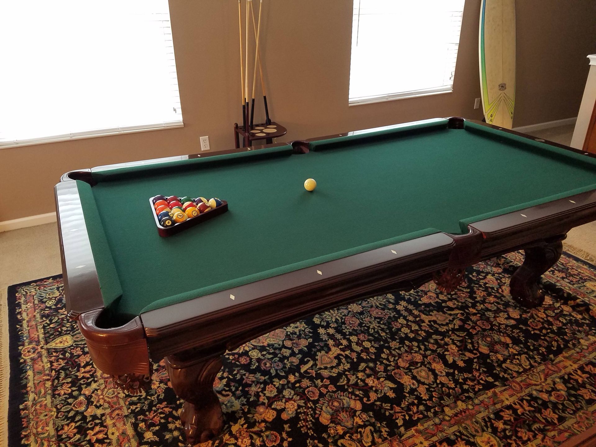 Westwood Billiards Pool Table with balls, sticks, rack, ping-pong top with paddles and net