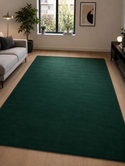Emerald Green 8x10 flat weave area rug bedroom living room decor solid carpet