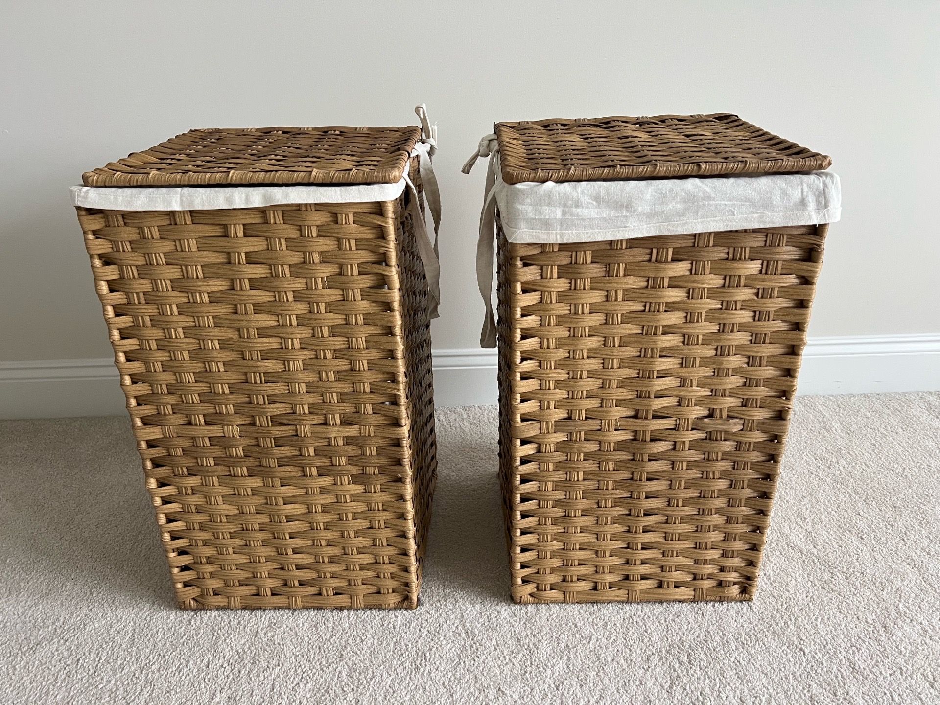 2 laundry baskets with handles (AND pullout bag)