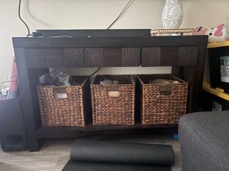 Tv stand with storage baskets