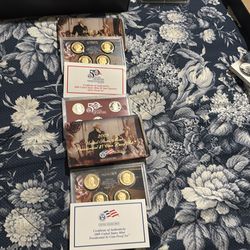 3-Sets proof dollar and quarters 2007, 2008, 2009