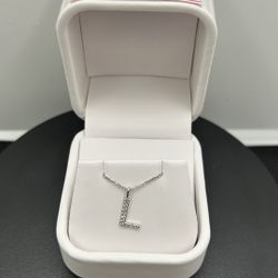14KW .09CTW “L” Initial Pendant W/Chain