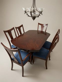 Elegant Matching Dark Wood 6-Seat Dining Set + China Hutch