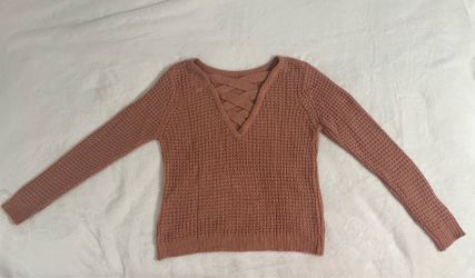 Ladies Cross Back Long Sleeve Sweater Rose Gold  Size L