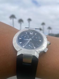 CONCORD SOLID STEEL DIAMOND LA SCALA 38MM MEN'S CHRONOGRAPH RARE NAVY DIAL WATCH