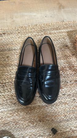 H&M Black Patent Penny Loafers size 6