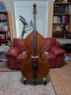 Samuel Shen SB 88 half size bass with electronic pick up, bass stand, bag, and mute