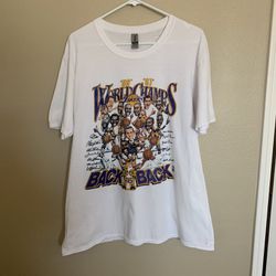 Men LA Lakers 1987-88 Back-to-Back Champions White Shirt Large. Good Condition.