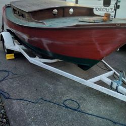 16 Ft Wood Sailboat, Conplete With Mast & Sailw/ Title.