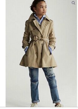 Girls Tan Belted Trench Coat