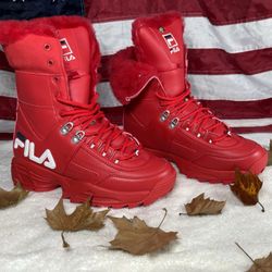Red fila boots best sale